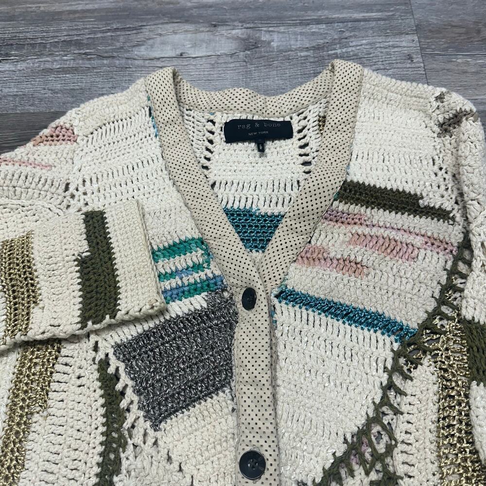 Rag & Bone Womens S Abstract‎ Knit Bamboo Alpaca Blend Hearst Cardigan Sweater